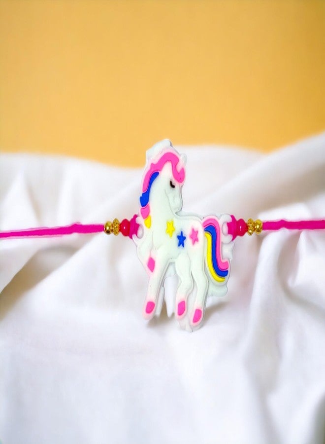 Sesonby Set Of 2 Kids Unicorn Rakhi For Sister Rakhis For Kids Girls Rakhis | rakhiS for brother | rakhis combo | Bhabhi rakhi Wrist Band #Kids46-47 - Image 2